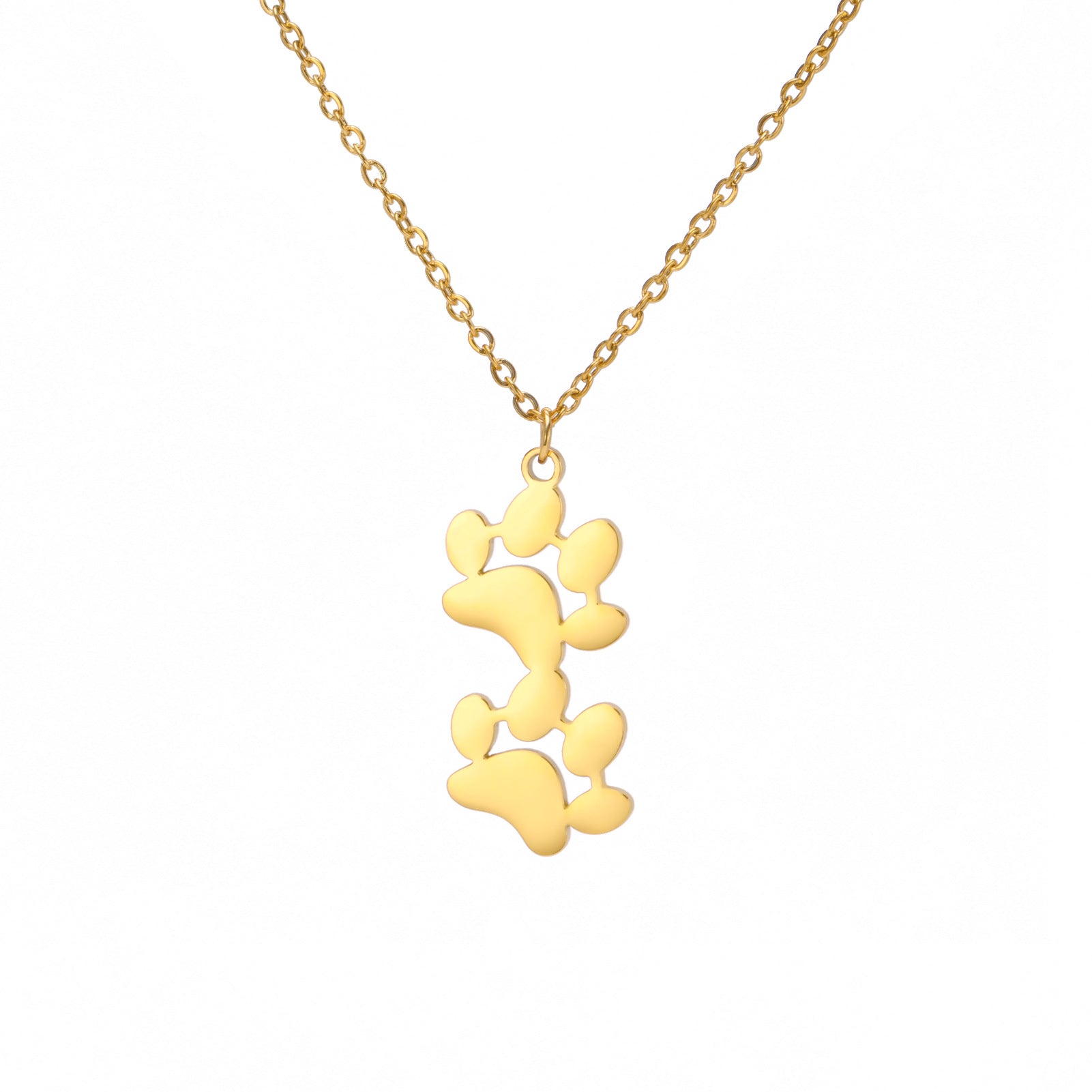 Wholesale Continuous Cat Paw Animal Footprint Pendant Stainless Steel Necklace